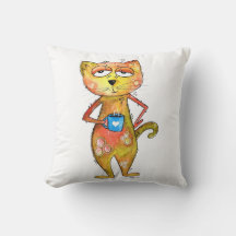 かわいいお洒落疲れた猫コーヒーを飲む