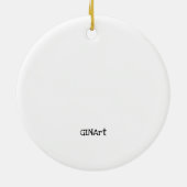 かわいいお洒落疲れた猫コーヒーを飲む セラミックオーナメント (裏面)