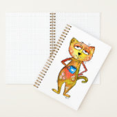 かわいいお洒落疲れた猫コーヒーを飲む ノートブック (内側)