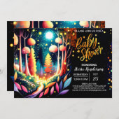 かわいいお洒落編集可能なホタル赤ちゃんシャワー 招待状 (正面/裏面)