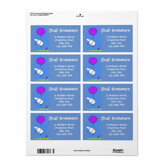 かわいいお洒落羊の漫画住所 シール (フルシート)