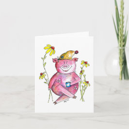 かわいいお洒落豚のコーヒー カード