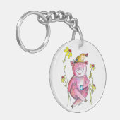 かわいいお洒落豚のコーヒー キーホルダー (正面左)