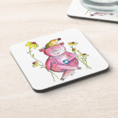 かわいいお洒落豚のコーヒー コースター (左側)