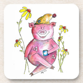 かわいいお洒落豚のコーヒー コースター