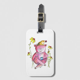 かわいいお洒落豚のコーヒー ラゲッジタグ