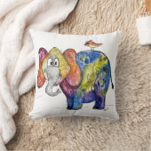かわいいお洒落象カラフルたち クッション (ブランケット)
