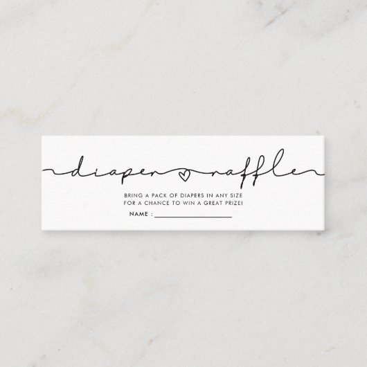 かわいいお洒落赤ちゃんシャワーおむつラッフルチケット スキニー名刺 (正面)