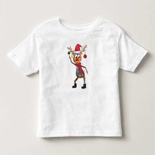 かわいいお洒落踊りクリスマスディアー トドラーTシャツ (正面)
