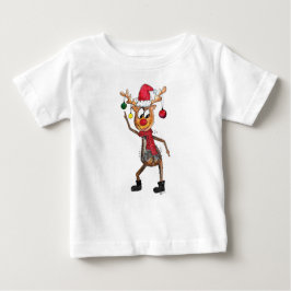 かわいいお洒落踊りクリスマスディアー ベビーTシャツ