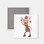 かわいいお洒落踊りクリスマスディアー マグネット (正面/裏面)
