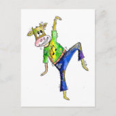 かわいいお洒落踊り牛はがき ポストカード (正面)