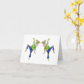 かわいいお洒落踊り牛 カード (黄色い花)