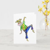 かわいいお洒落踊り牛 カード (黄色い花)