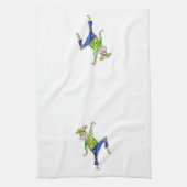 かわいいお洒落踊り牛 キッチンタオル (縦)