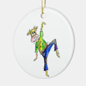 かわいいお洒落踊り牛 セラミックオーナメント (左)