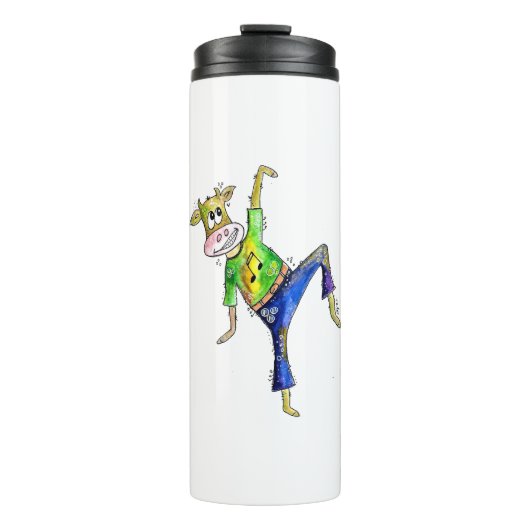 かわいいお洒落踊り牛 タンブラー (正面)