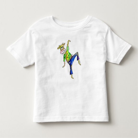 かわいいお洒落踊り牛 トドラーTシャツ (正面)