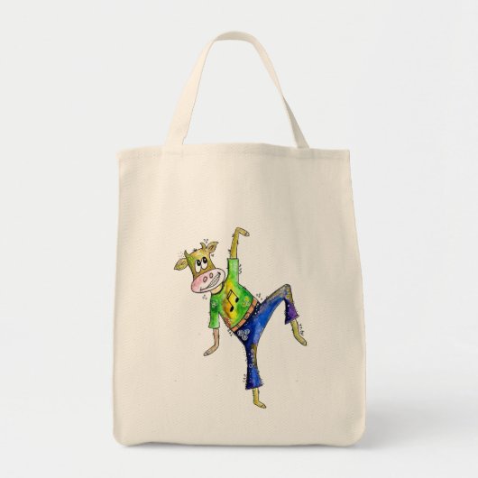 かわいいお洒落踊り牛 トートバッグ (正面)