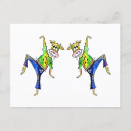 かわいいお洒落踊り牛 ポストカード