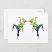 かわいいお洒落踊り牛 ポストカード (正面/裏面)