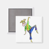 かわいいお洒落踊り牛 マグネット (正面/裏面)