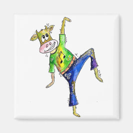 かわいいお洒落踊り牛 マグネット