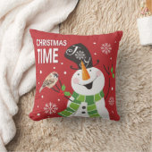 かわいいお洒落雪だるまクリスマスタイムホリデー クッション (ブランケット)