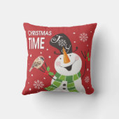 かわいいお洒落雪だるまクリスマスタイムホリデー クッション (裏面)