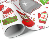 かわいいお洒落雪だるまクリスマスモダン休暇 ラッピングペーパー (ロールコーナー)