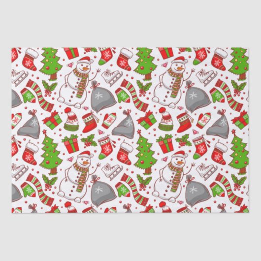 かわいいお洒落雪だるまクリスマスモダン休暇 薄葉紙 (正面)