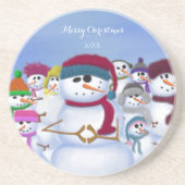かわいいお洒落雪だるま コースター (正面)