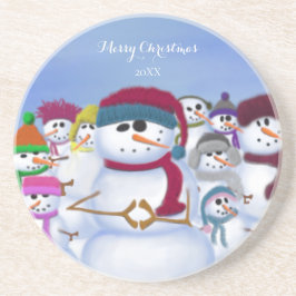 かわいいお洒落雪だるま コースター