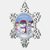 かわいいお洒落雪だるま スノーフレークピューターオーナメント (右)