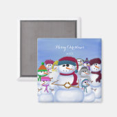 かわいいお洒落雪だるま マグネット (正面/裏面)