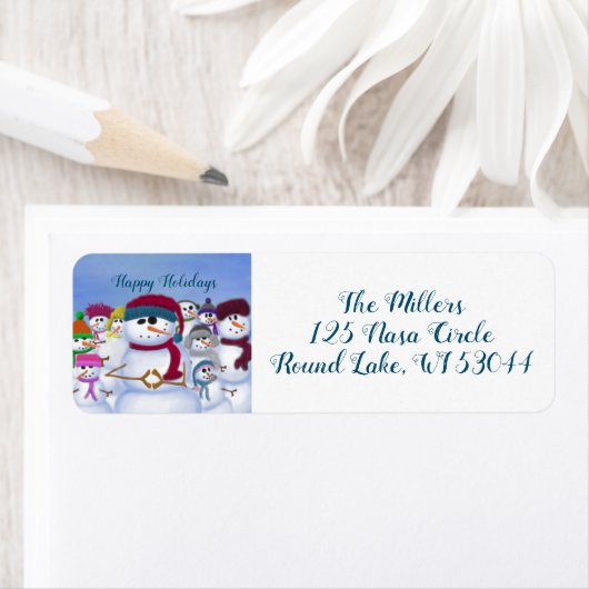 かわいいお洒落雪だるま ラベル (インサイチュ)