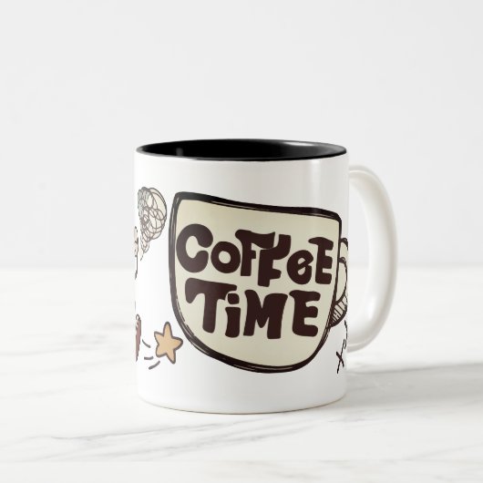 かわいいお洒落顔フォトコーヒータイム ツートーンマグカップ (正面右)