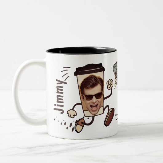 かわいいお洒落顔フォトコーヒータイム ツートーンマグカップ (左)