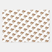 かわいいお洒落馬ポニーフローラ水彩 ラッピングペーパーシート (正面3)