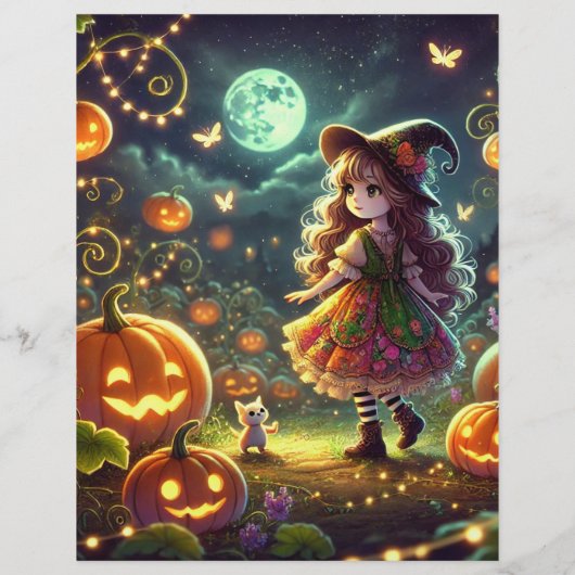 かわいいお洒落魔女ハロウィーンカボチャのスクラップブック (裏面)