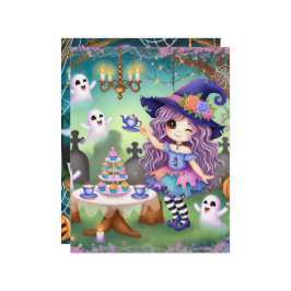 かわいいお洒落魔女ハロウィーン茶パーティースクラップブック