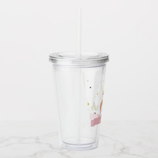 かわいいお洒落魔法のユニコーンピンクプリンセスの子供たち アクリルタンブラー (右)