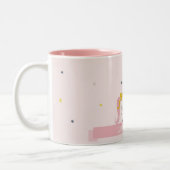 かわいいお洒落魔法のユニコーンピンクプリンセスの子供たち ツートーンマグカップ (左)