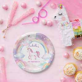 かわいいお洒落魔法のユニコーン虹 ペーパープレート