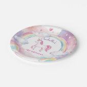 かわいいお洒落魔法のユニコーン虹 ペーパープレート (アングル)