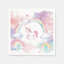 かわいいお洒落魔法のユニコーン誕生日パーティー スタンダードカクテルナプキン