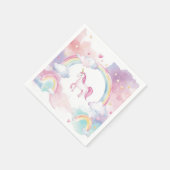 かわいいお洒落魔法のユニコーン誕生日パーティー スタンダードカクテルナプキン (角)