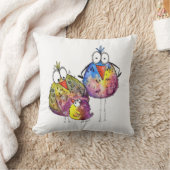 かわいいお洒落鳥カラフル三羽 クッション (ブランケット)