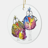 かわいいお洒落鳥カラフル三羽 セラミックオーナメント (左)