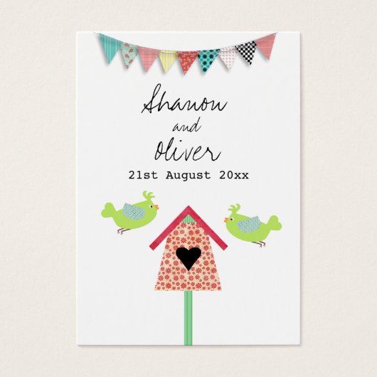 かわいいお洒落鳥結婚式の引き出物ラベル (正面)